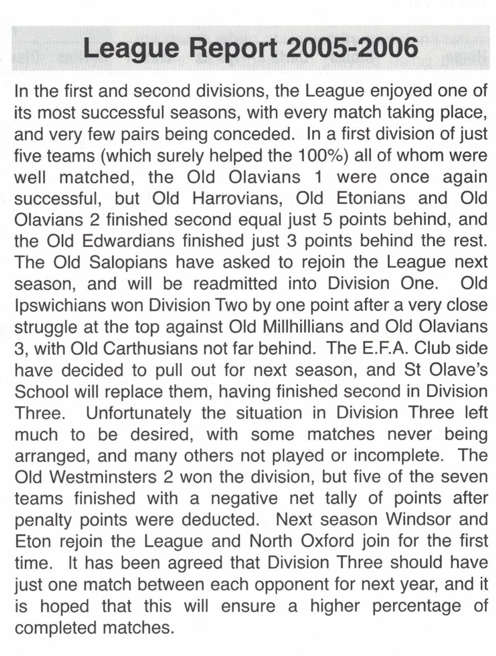 league 05 06 report